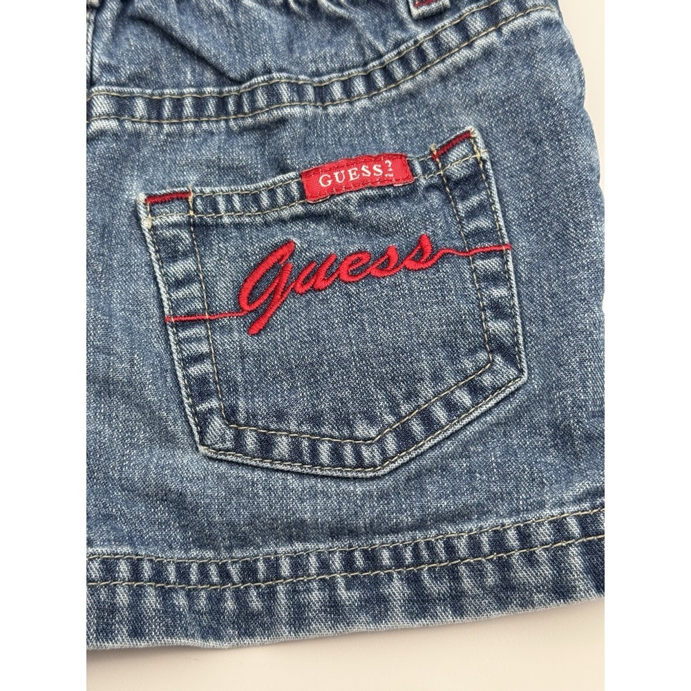 Vtg Y2K GUESS Girls 4T Blue Denim Shorts 100% Cotton Embroidered Branded Pocket - Picture 3 of 12